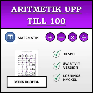 Memoryspel: Aritmetik upp till 100