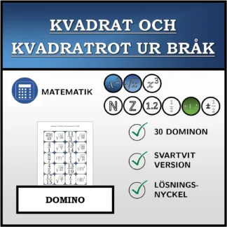 Domino: Kvadrat och kvadratrot ur bråk