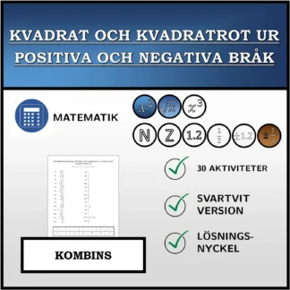 Kombinationsövning: Kvadrat och kvadratrot ur positiva och negativa bråk