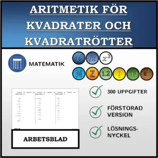 Arbetsblad: Aritmetik för kvadrater och kvadratrötter