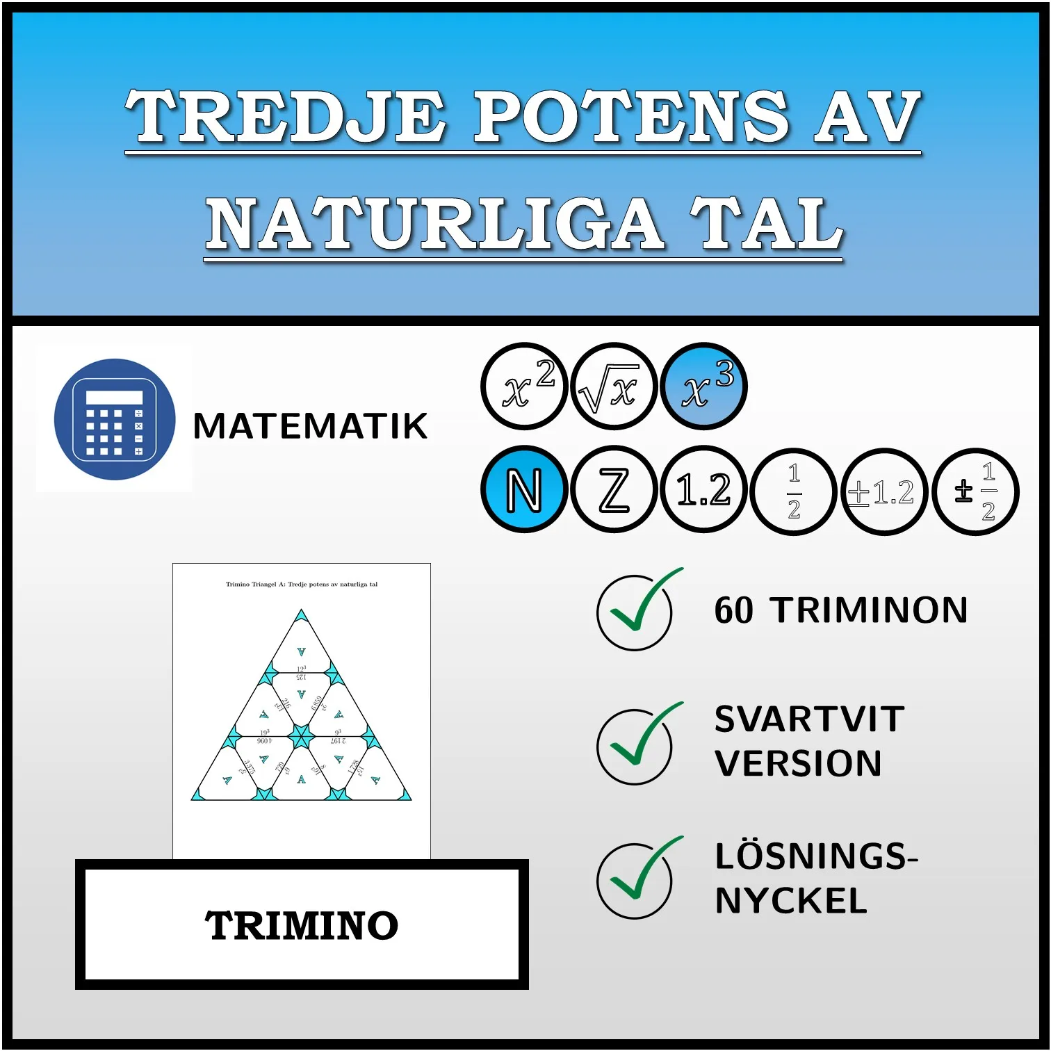 Trimino: Tredje potens av naturliga tal