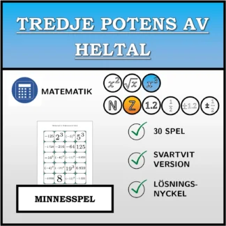Memoryspel: Tredje potens av heltal