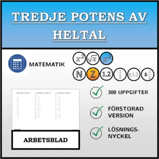 Arbetsblad: Tredje potens av heltal