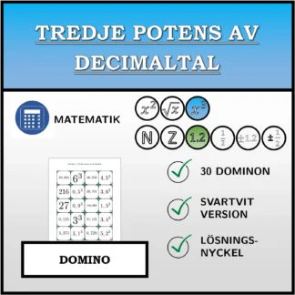 Domino: Tredje potens av decimaltal