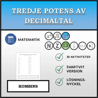 Kombinationsövning: Tredje potens av decimaltal
