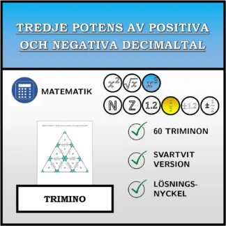 Trimino: Tredje potens av positiva och negativa decimaltal