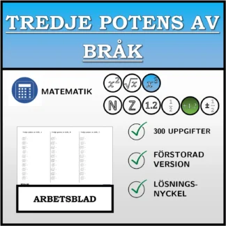 Arbetsblad: Tredje potens av bråk