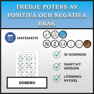 Domino: Tredje potens av positiva och negativa bråk