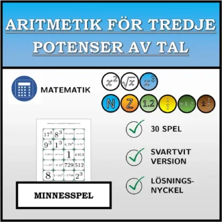 Memoryspel: Aritmetik för tredje potenser av tal