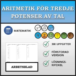 Arbetsblad: Aritmetik för tredje potenser av tal