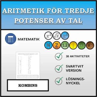 Kombinationsövning: Aritmetik för tredje potenser av tal