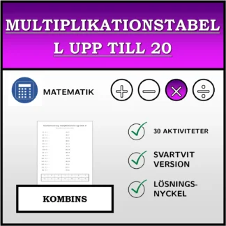 Kombinationsövning: Multiplikationstabell upp till 20