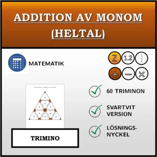 Trimino: Addition av monom (heltal)