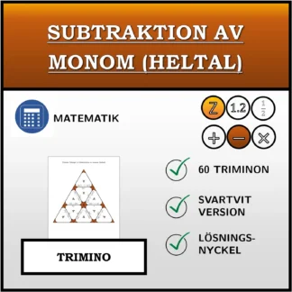 Trimino: Subtraktion av monom (heltal)