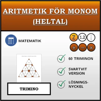 Trimino: Aritmetik för monom (heltal)
