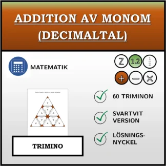 Trimino: Addition av monom (decimaltal)