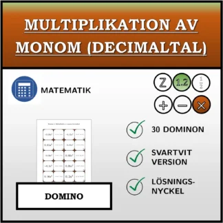 Domino: Multiplikation av monom (decimaltal)