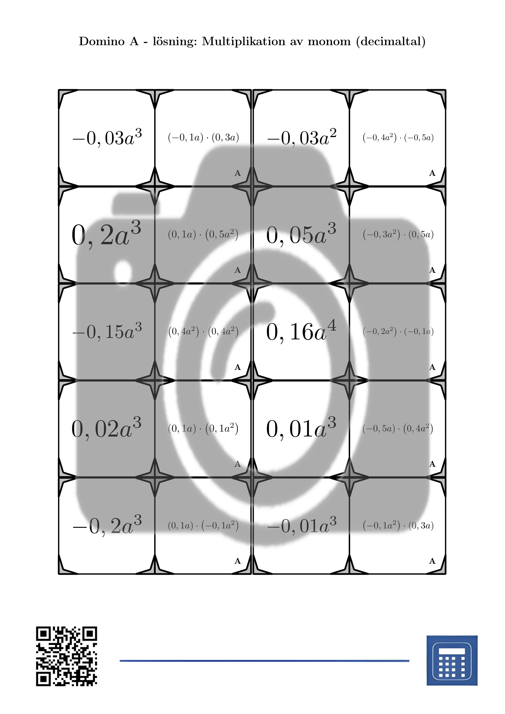 Domino: Multiplikation av monom (decimaltal) - Bild 4