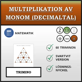 Trimino: Multiplikation av monom (decimaltal)
