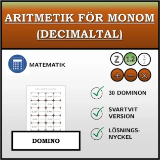 Domino: Aritmetik för monom (decimaltal)
