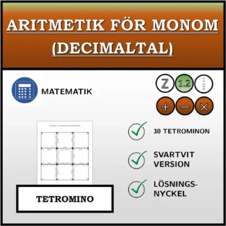 Tetromino: Aritmetik för monom (decimaltal)
