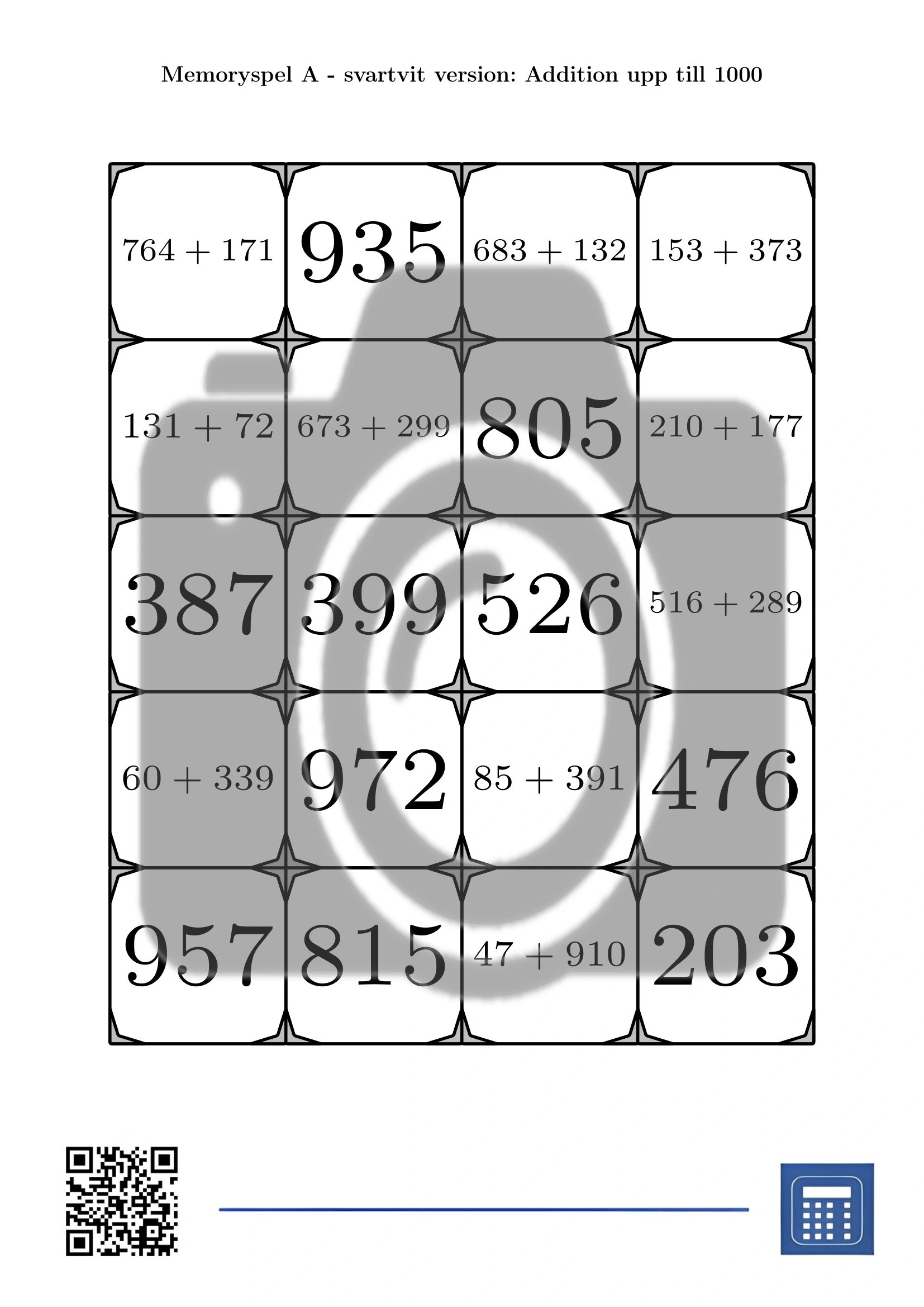 Memoryspel: Addition upp till 1000 - Bild 3