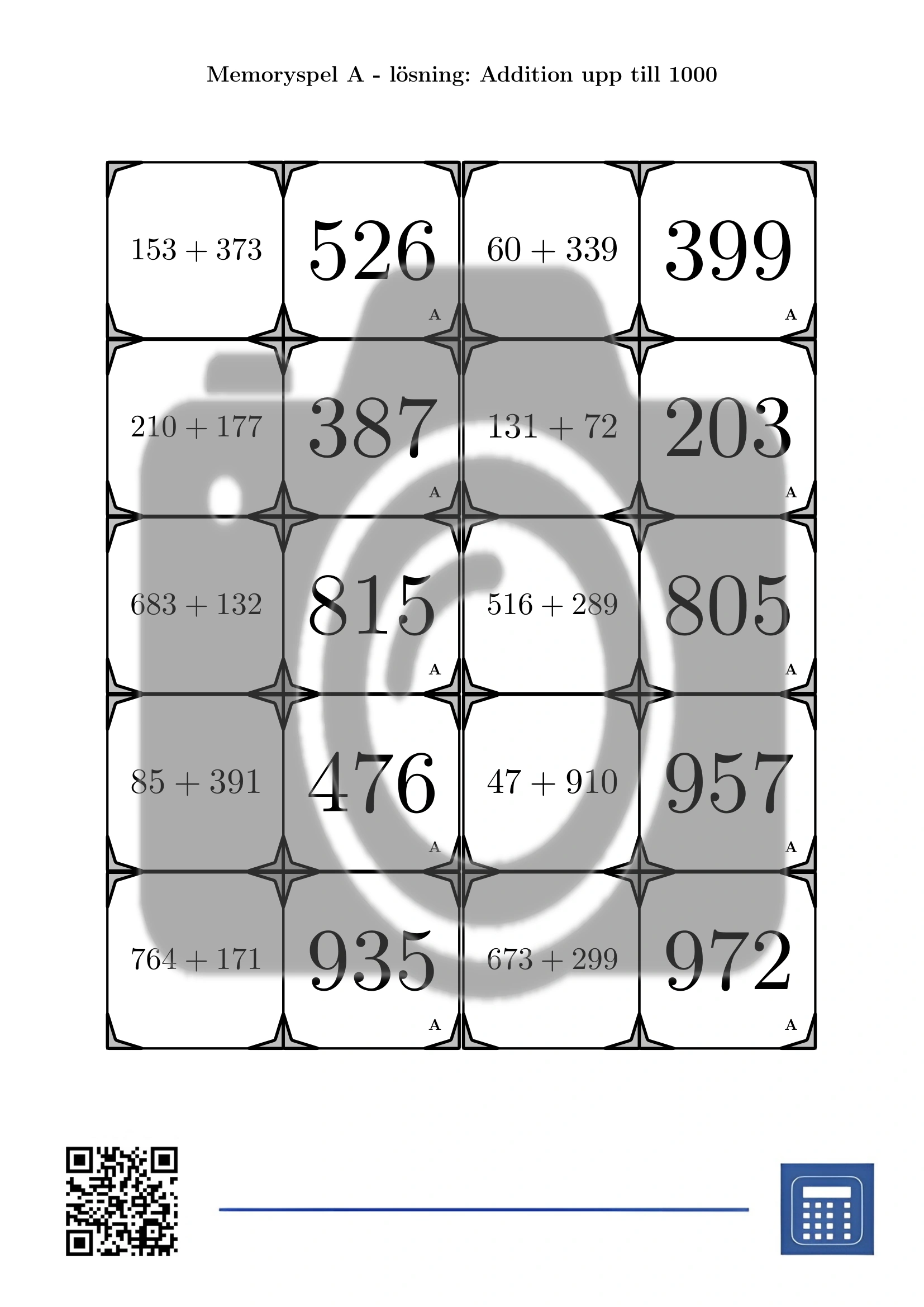 Memoryspel: Addition upp till 1000 - Bild 4