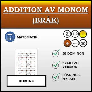 Domino: Addition av monom (bråk)