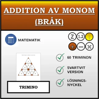 Trimino: Addition av monom (bråk)