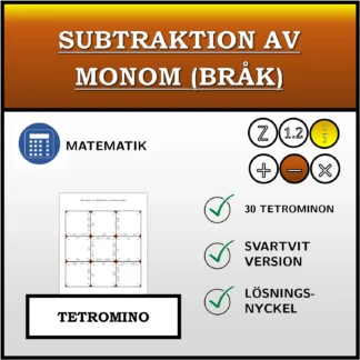 Tetromino: Subtraktion av monom (bråk)