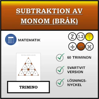 Trimino: Subtraktion av monom (bråk)