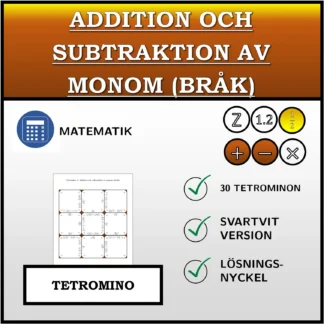 Tetromino: Addition och subtraktion av monom (bråk)