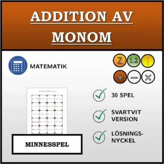 Memoryspel: Addition av monom