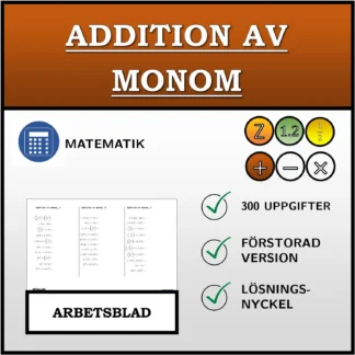 Arbetsblad: Addition av monom