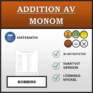 Kombinationsövning: Addition av monom