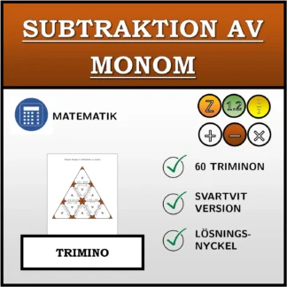 Trimino: Subtraktion av monom