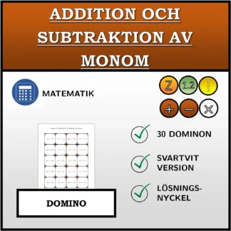 Domino: Addition och subtraktion av monom