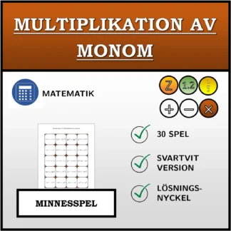 Memoryspel: Multiplikation av monom