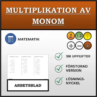 Arbetsblad: Multiplikation av monom
