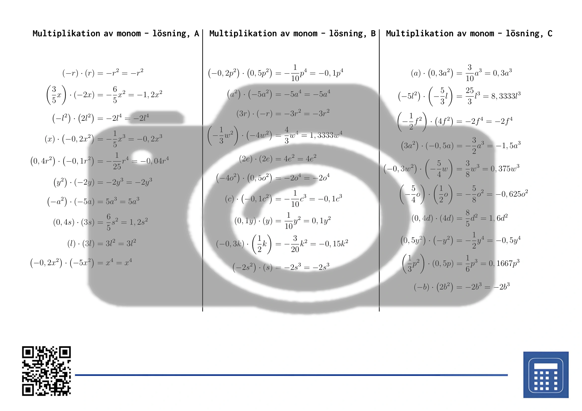 Arbetsblad: Multiplikation av monom - Bild 4