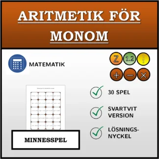 Memoryspel: Aritmetik för monom