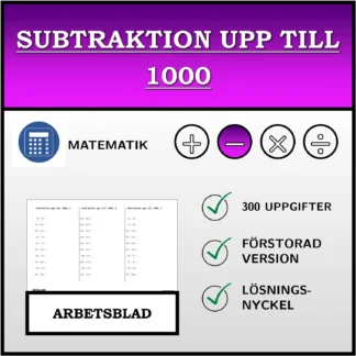Arbetsblad: Subtraktion upp till 1000
