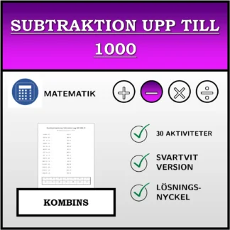 Kombinationsövning: Subtraktion upp till 1000