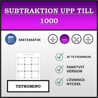 Tetromino: Subtraktion upp till 1000