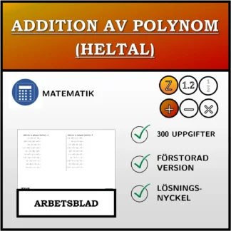 Arbetsblad: Addition av polynom (heltal)