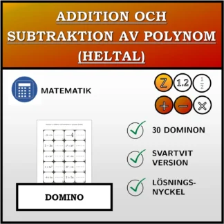 Domino: Addition och subtraktion av polynom (heltal)