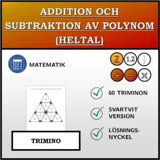 Trimino: Addition och subtraktion av polynom (heltal)