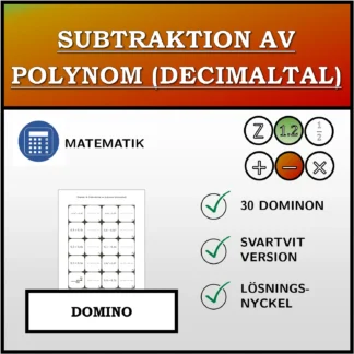 Domino: Subtraktion av polynom (decimaltal)