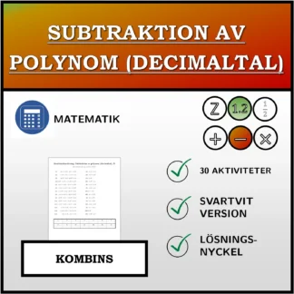 Kombinationsövning: Subtraktion av polynom (decimaltal)