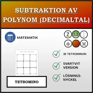 Tetromino: Subtraktion av polynom (decimaltal)